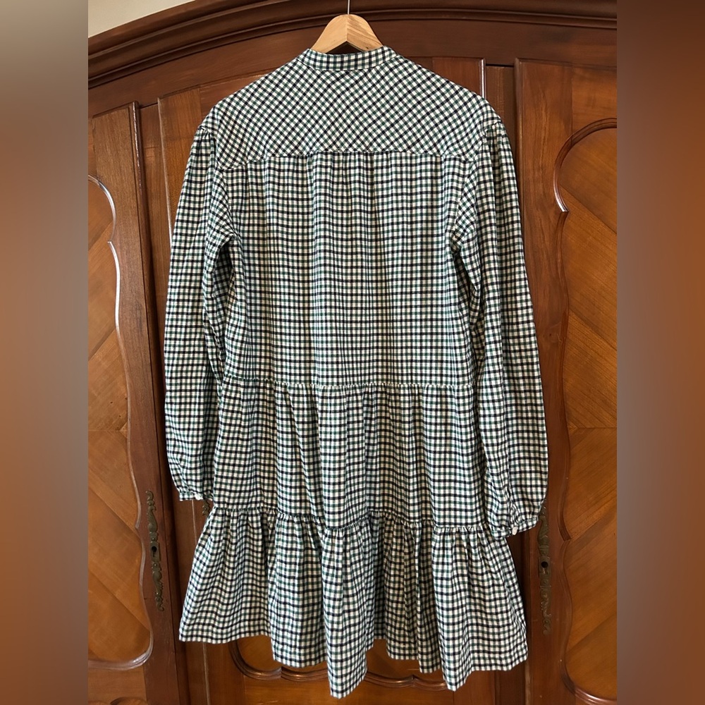 GAP Long Sleeve Plaid Dress in Green and Navy Size Small - Picture 4 of 5